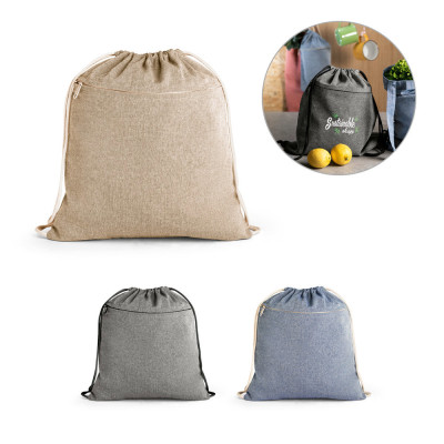 CHANCERY. Drawstring bag in recycled cotton (70), polyester (30 rPET) (140 g/m²)